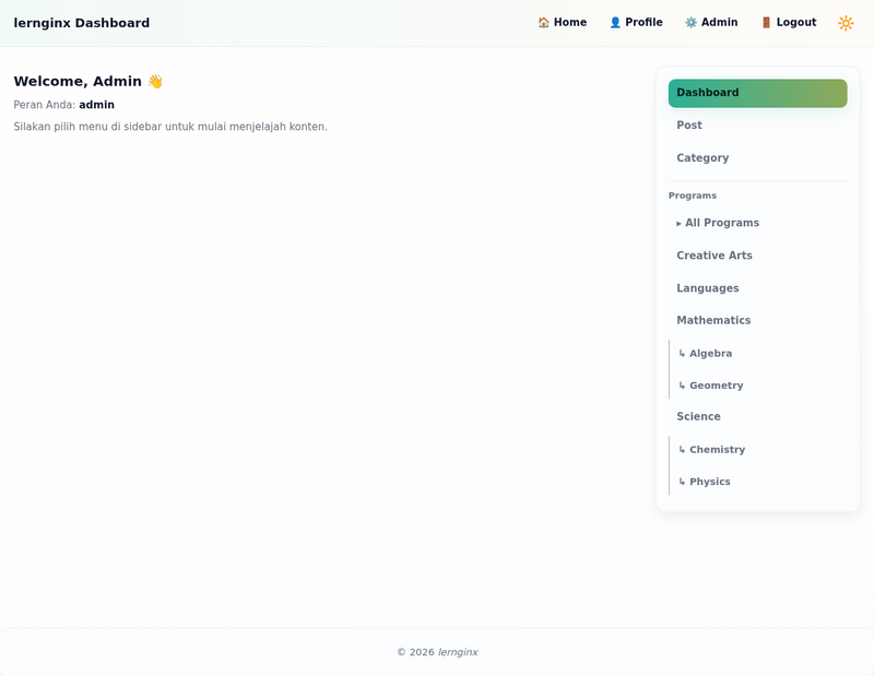 lernginx LMS Dashboard
