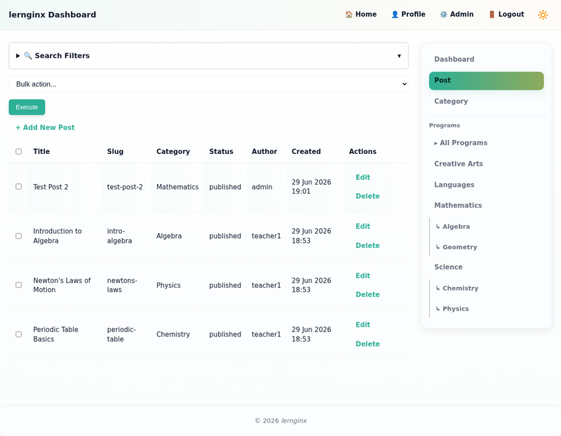 Content management lernginx