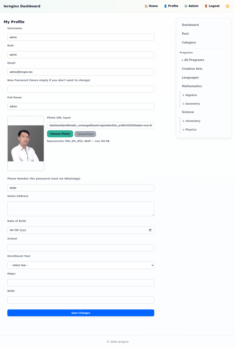 Profile page lernginx