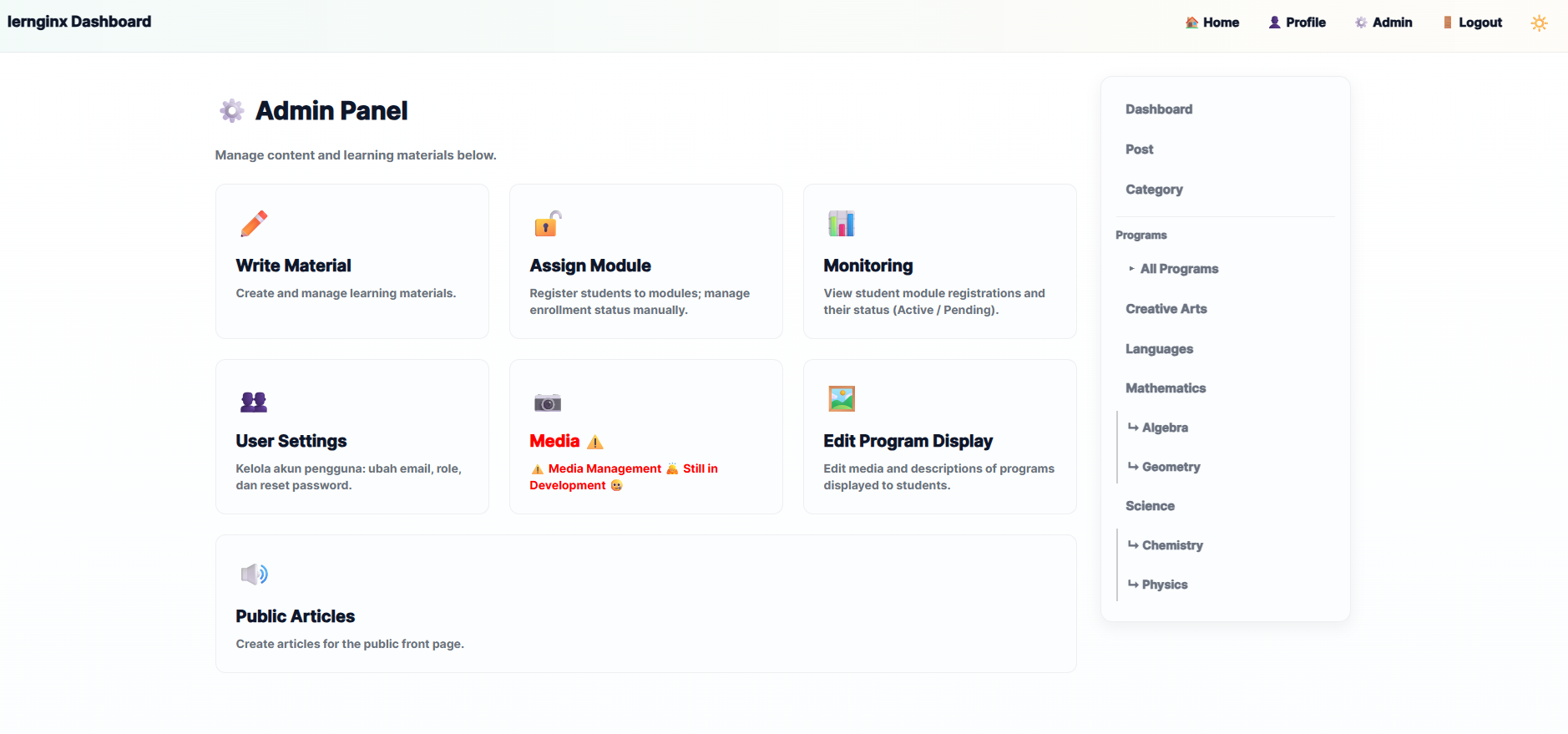 Profile page lernginx