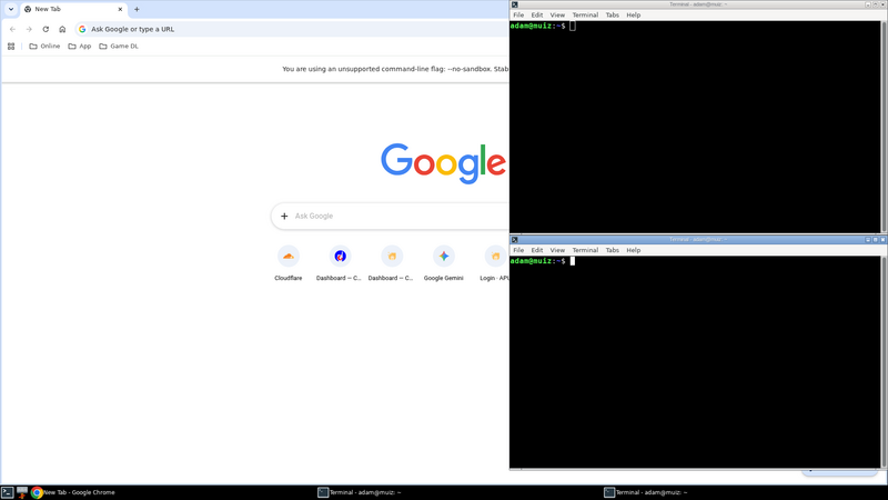 Terminal berjalan di virtual desktop