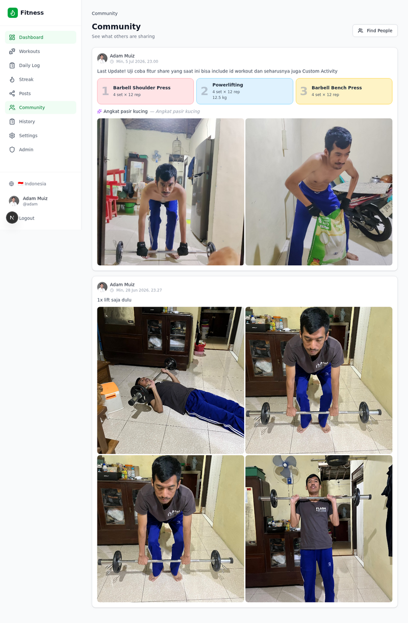 Community Post dengan Workout Cards