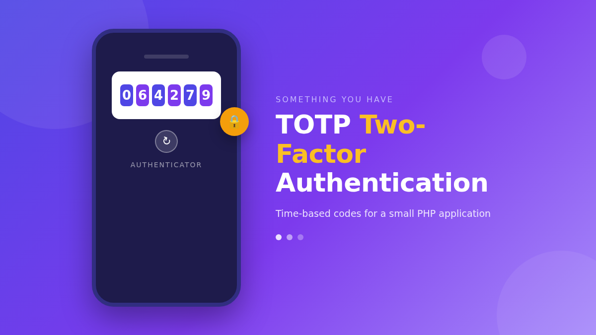 TOTP Two-Factor Authentication for Small PHP Applications
