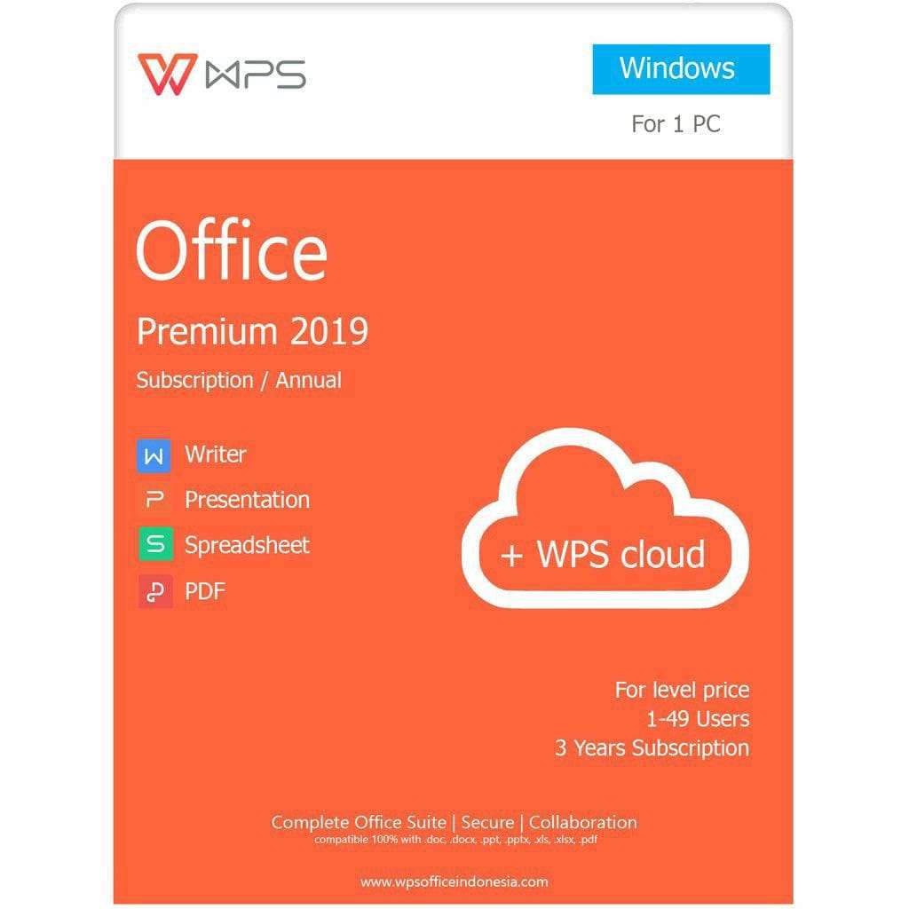 WPS Office Premium Edition - 3 Year Subscription (1-49 users)